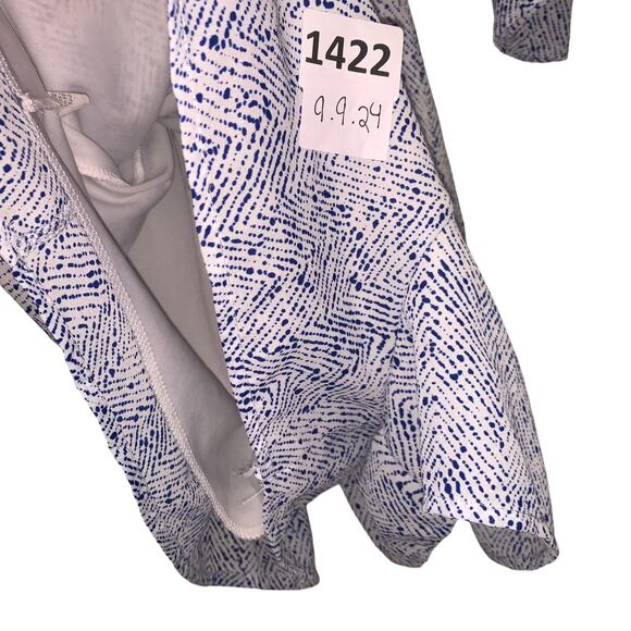 Romper, V-neck, Long Sleeve, Tie Front, Sure Gypsy, M, Blue, White - Picture 4 of 4